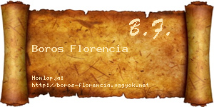 Boros Florencia névjegykártya